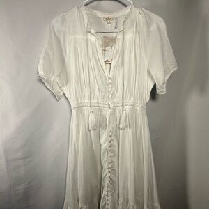 NWT | Elan | White Button-Front Midi Dress